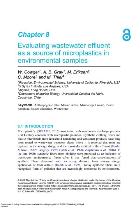 Chapter 8 Evaluating Wastewater Effluent As A Source Of Microplastics