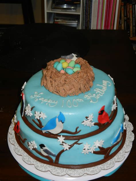 Bird Themed Cake Mini Egg Nest Fondant Birds Blue Jay Cardinal