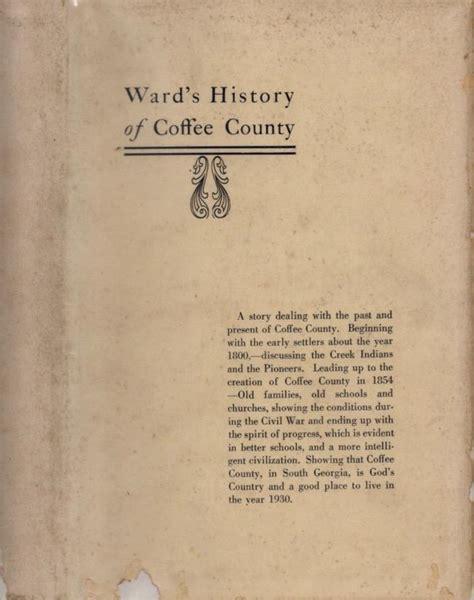 Wards History Of Coffee County By Ward William P Very Good