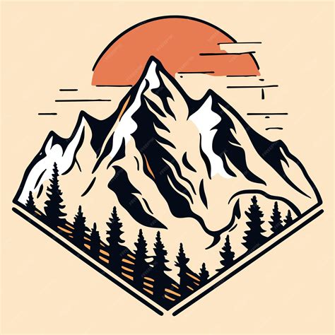 Premium Vector Hand Drawn Mountain Outline Illustration