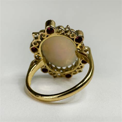 Vintage Opal And Ruby Cluster Ring Chique To Antique Jewellery