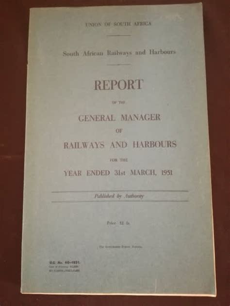 Africana Books South African Railways And Harbours Report 1951 For