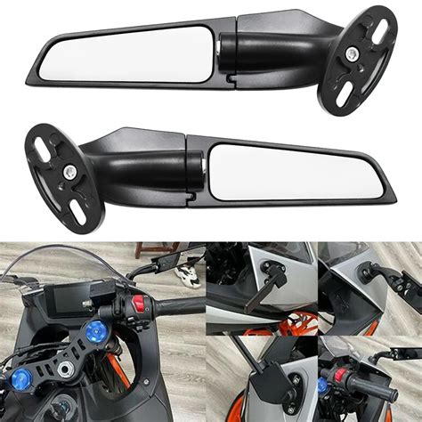 Modified Motorcycle Pcs Rearview Mirrors Wind Wing Rotating Side