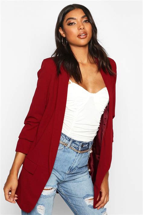 Tall Ruched Sleeve Blazer Boohoo Ruched Sleeve Blazer Blazer