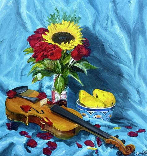 Grandpas Violin Painting By Solveig Inga Fine Art America