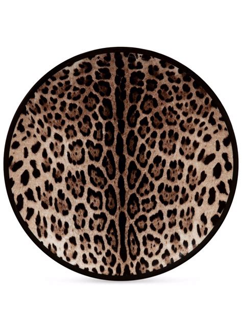 Dolce And Gabbana Leopard Print Porcelain Charger Plate 31cm White