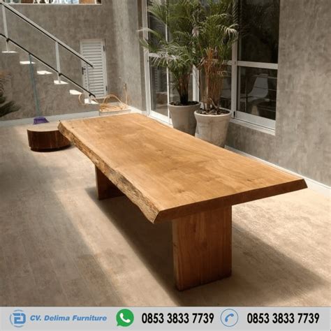 Jual Meja Kayu Jati Solid Tebal Kaki Kayu Asli Murah