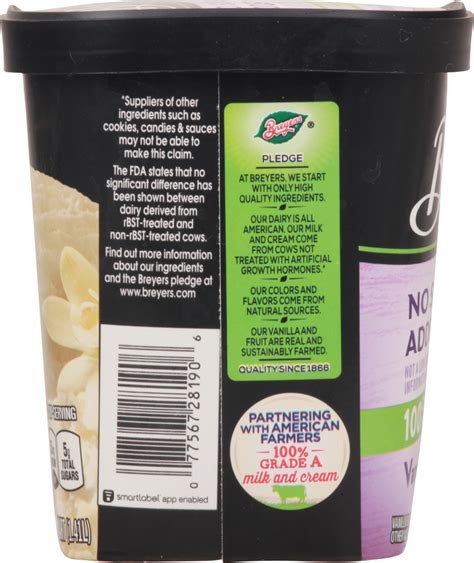 Breyers Frozen Dairy Dessert No Sugar Added Vanilla Planogram Left