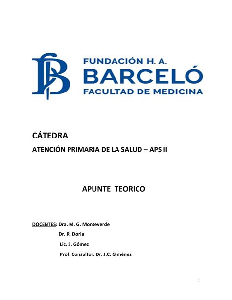 Apunte Teorico Aps Ii Pdf Ctedra Atencin Primaria De La Salud