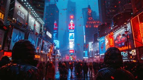 Premium Photo Festive Crowds Celebrate New Year Eve In Times Square