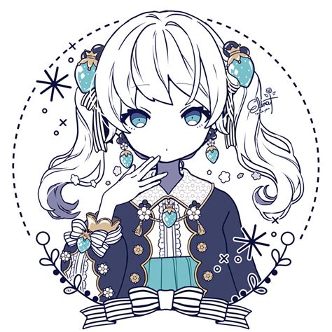 Safebooru 1girl Absurdres Artist Name Blue Eyes Blue Ribbon Blue Shirt Blueberry Earrings