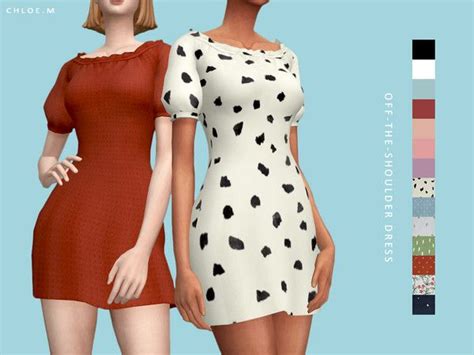 Chloemmm S Chloem Offtheshoulder Dress Sims 4 Sims 4 Dresses Sims