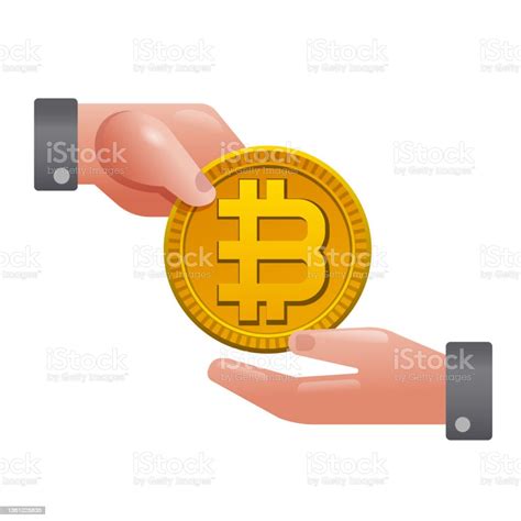 Hand Holding Cryptocurrency Bitcoin Stock Illustration Download Image