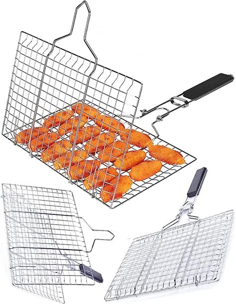 Barbecue Grill Basket With Handle Stainless Steel Vegetable Grill