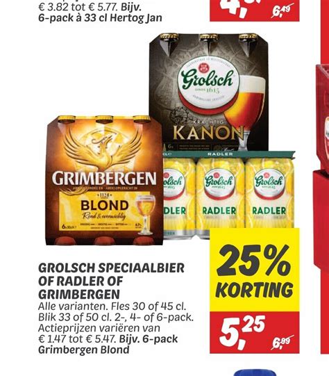 Grolsch Speciaalbier Of Radler Of Grimbergen Aanbieding Bij Dekamarkt