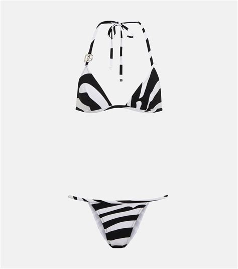 Zebra Print Bikini In White Dolce Gabbana Mytheresa