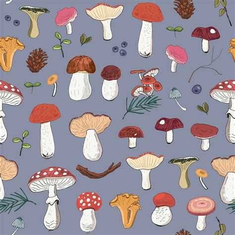 Premium Vector Autumn Mushrooms Vector Seamless Pattern