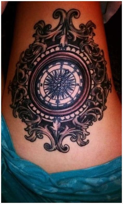 Get Awesome Compass Tattoo Designs 14