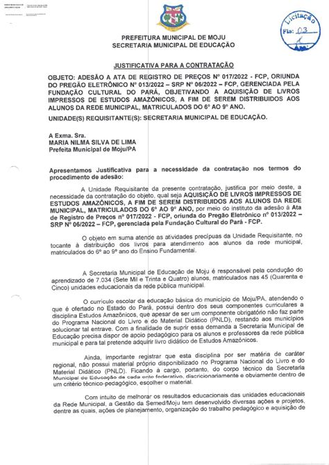 Justificativa A AdesÃo A Ata 001 2023 Pref Ass Prefeitura