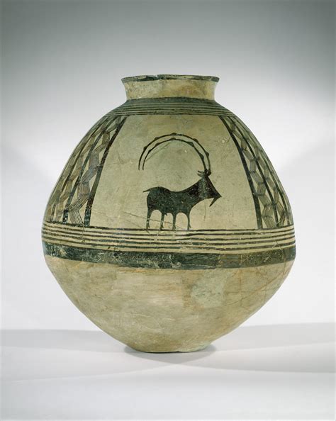 Storage Jar Decorated With Mountain Goats Chalcolithic The