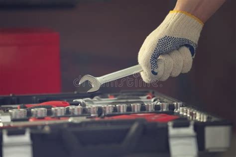 Auto Mechanic Selecting Tools In Car Repair Shop Stock Image Image Of