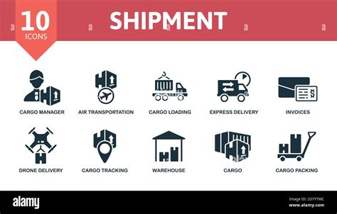 Shipment Icon Set Collection Contain Storage Express Delivery Cargo