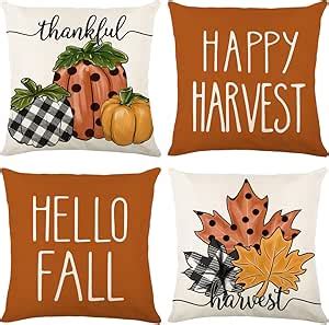 Amazon GAONINI Fall Pillow Covers 18x18 Set Of 4 Pumpkin Maple