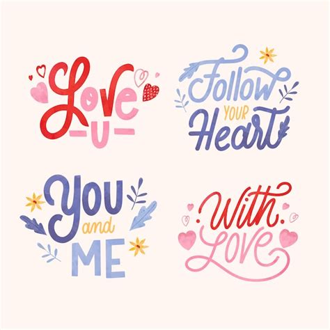 Free Vector Watercolor Love Lettering Collection