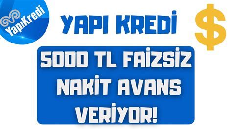 Yapı Kredi Kredi Kartı ile 20 000 TL Faizsiz Nakit Avans Nasıl Alınır