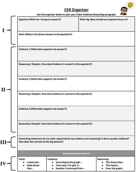 A Modified Claim Evidence Reasoning Organizer To Support Writing In The Science Classroom