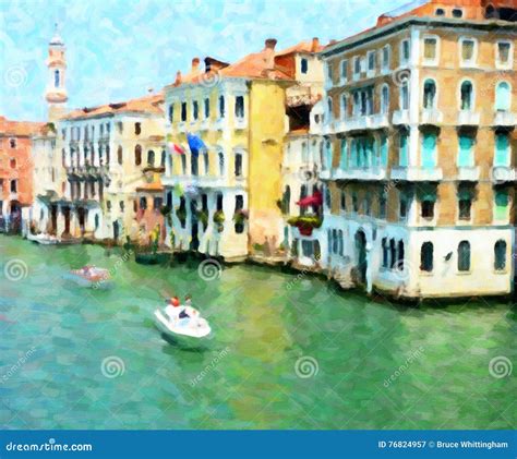 The Grand Canal, Venice; Oil Painting Style Stock Image - Image of ...