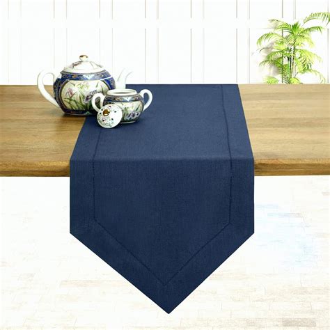 Amazon D Moksha Homes Navy Blue Linen Table Runner Inches Long