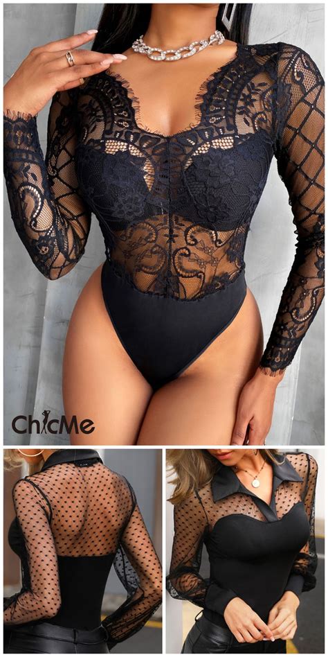 Eyelash Lace Sheer Mesh Bodysuit Pretty Lingerie Lingerie Set Women