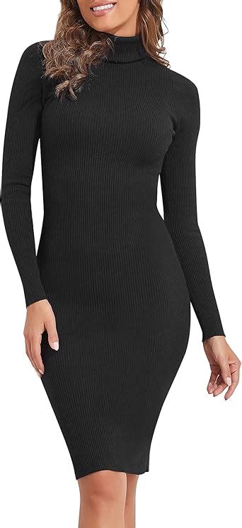 PrettyGuide Women S Turtleneck Sweater Dress Long Sleeve Ribbed Knit