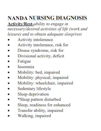 Nursing Diagnosis Examples Pdf Examples