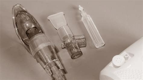 Medical Nebulizer for the Treatment of Bronchitis. Camera Agains Stock ...