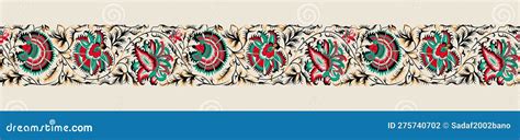 Paisley Border Design Traditional Border Art Work Stock Illustration - Illustration of pattern ...