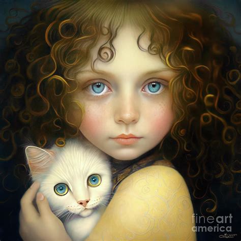 Annie And Her Kitten Digital Art By Jutta Maria Pusl Fine Art America