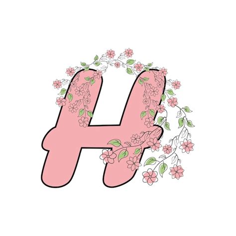 Premium Vector Pink Letter H With A Flower Pattern In The Lower Left