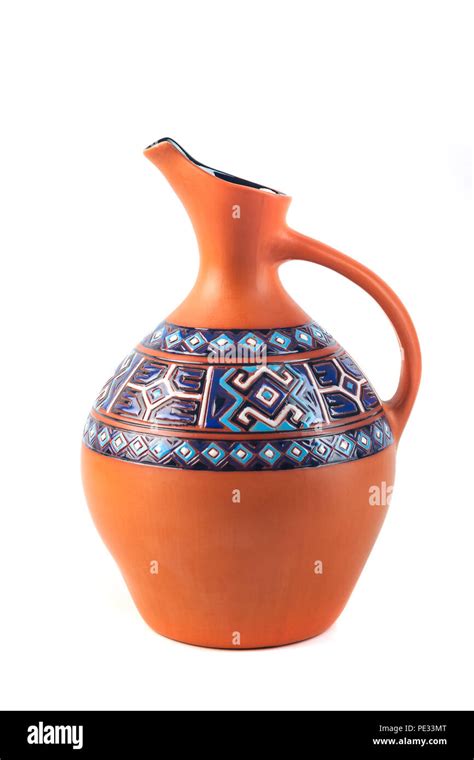 Georgian Handmade Ceramic Jug With Tradicional Ornaments On It Named