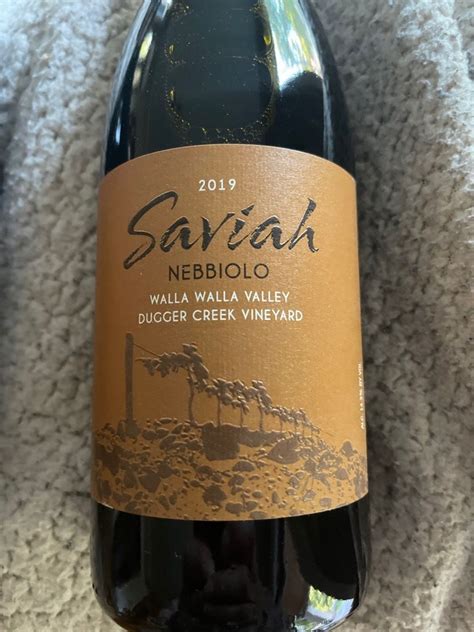 Saviah Cellars Nebbiolo Dugger Creek Vineyard Usa Washington