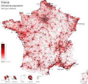 France Densité de population par commune 2019 ECPM Langues