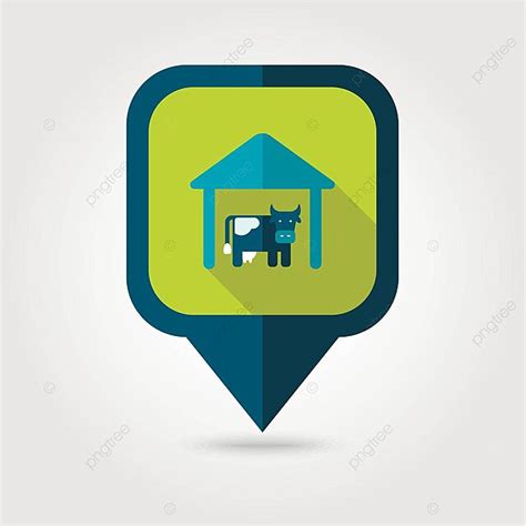 Cowshed Flat Pin Map Icon Map Pointer Granary Agricultural Base Vector