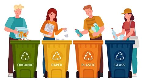 Premium Vector People Sorting Garbage Men And Women Separate Waste