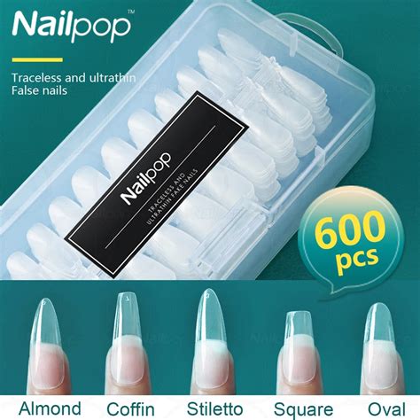 Nailpop Gel De U As Postizas Puntas X Almendra Corta Ata D Cubierta