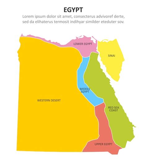 Egipto Multicolor Mapa Con Regiones Vector Premium