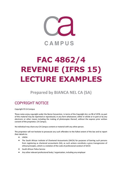 Fac 4862 4 Week 7 Ifrs 15 Lecture Examples 1 Fac 4862 Revenue