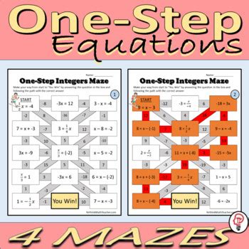 One Step Equation Maze Worksheet