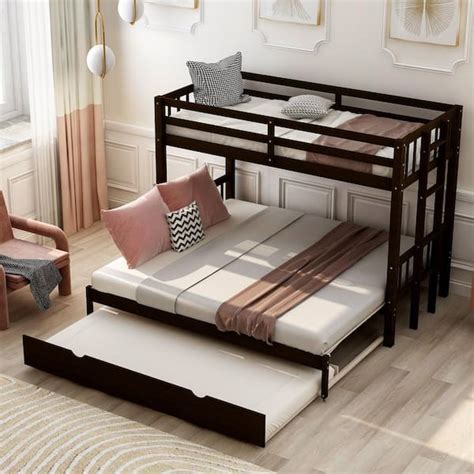 Harper And Bright Designs Espresso Twin Over Twindouble Twin Bunk Bed