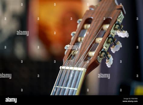 Acoustic Guitar Head Stock With Strings And Tuning Keys Stock Photo Alamy